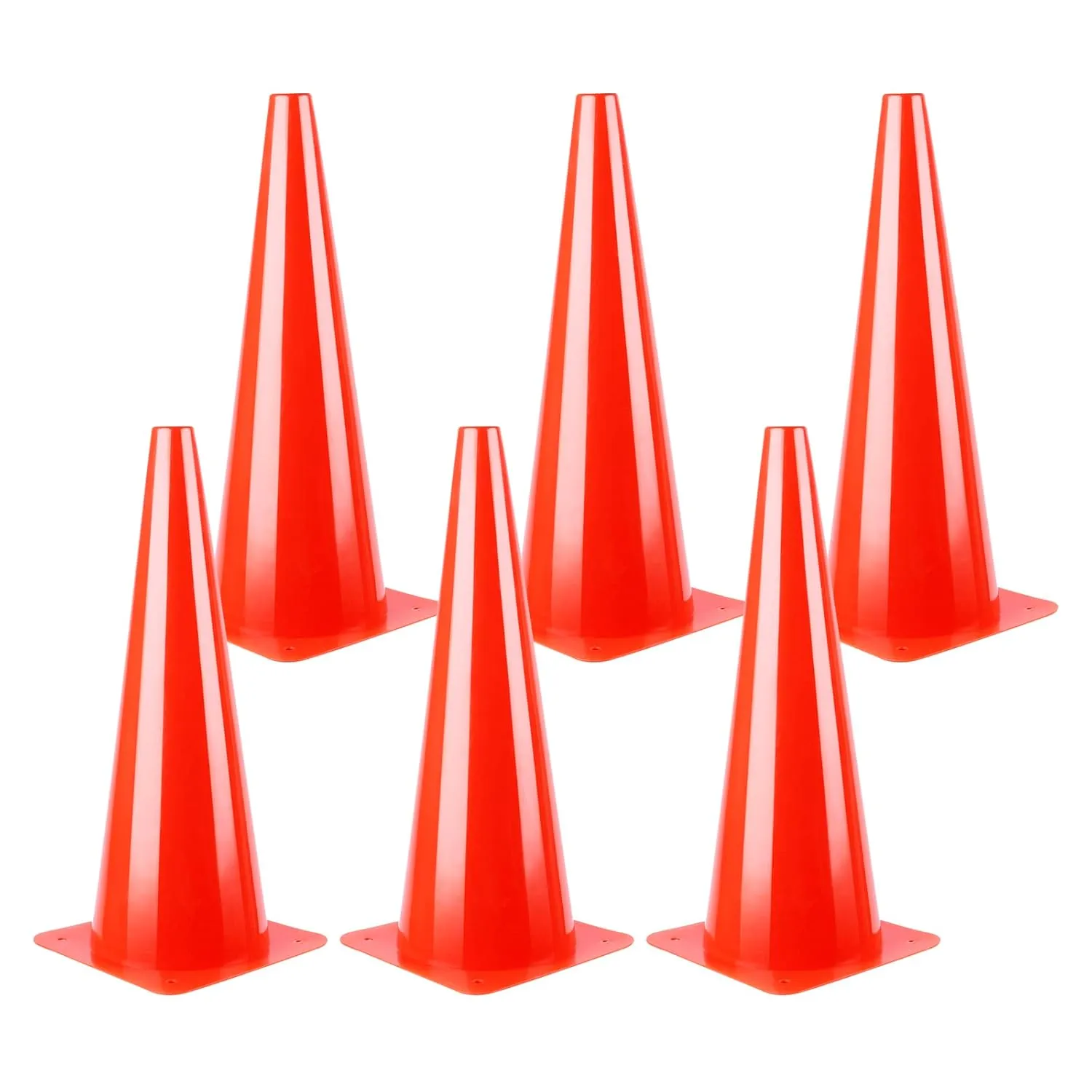 18 Inch Traffic Cones,6 Pack,Safety Hazard Caution Cone Road Street Parking Cone, Plastic Cone for Driving Practice(Orange)