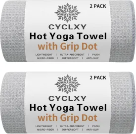 2 Pack Hot Yoga Towel with Grip DotStickyfiber Yoga Mat Towels Non Slip for Hot Yoga,Absorbent Microfiber Sweat Anti-Slip Cover,Bikram,Pilates,Exercise,Fitness