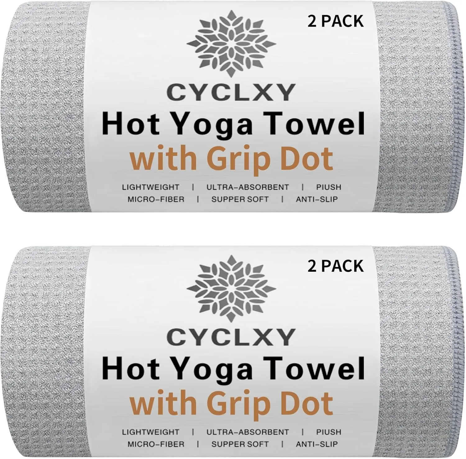 2 Pack Hot Yoga Towel with Grip DotStickyfiber Yoga Mat Towels Non Slip for Hot Yoga,Absorbent Microfiber Sweat Anti-Slip Cover,Bikram,Pilates,Exercise,Fitness