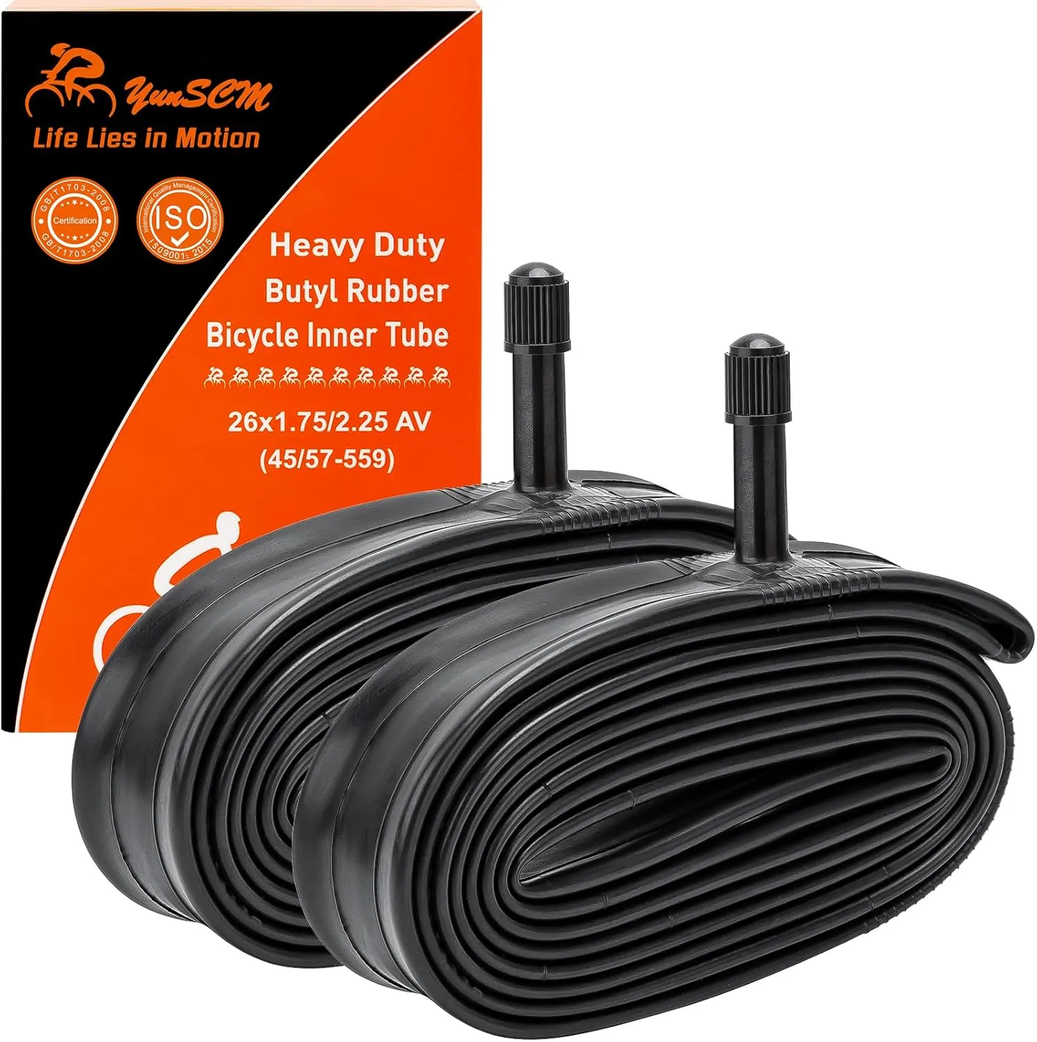 2-PCS 26" Heavy Duty Bike Tubes 26x1.75/1.95/2.125/2.25 AV Schrader Valve (45/57-559) 26" Bicycle Tube Compatible with 26 x 1.75 26x1.95 26x2.0 26x2.10 26x2.125 26x2.20 26x2.25 Tire Tubes