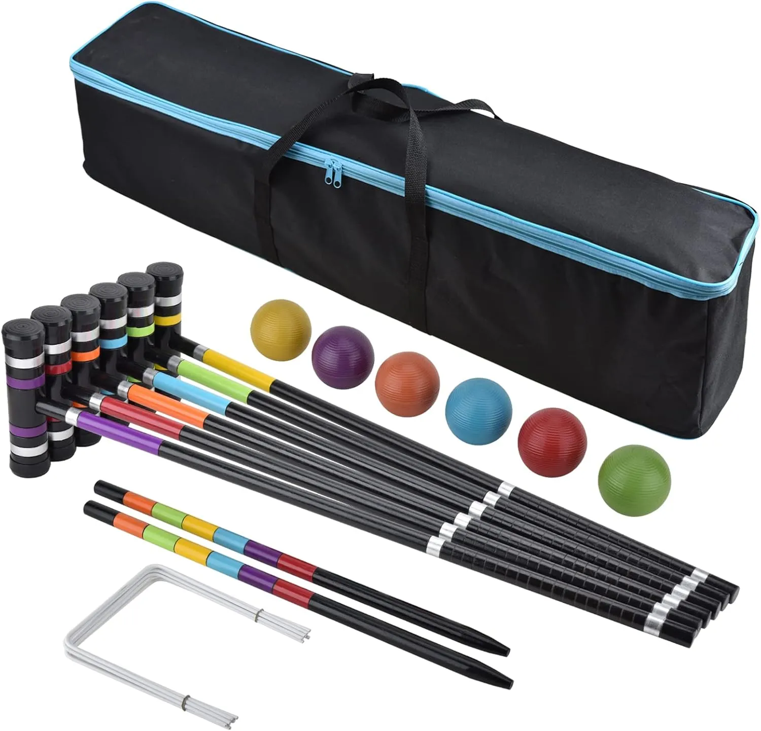 [6 Players] Premium Croquet Set 35'' for Families, Croquet Set with Carrying Bag for Yard Outdoor Lawn Backyard Games for Kids Adults All Ages