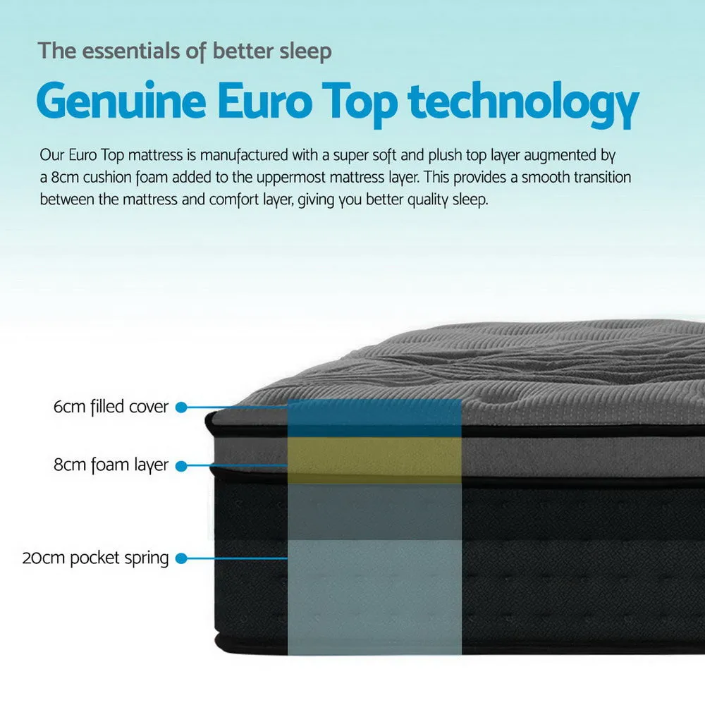 Alanya Euro Top Pocket Spring Mattress 34cm Thick - Double