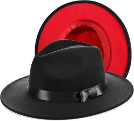 BABEYOND 1920s Fedora Hat for Men Gatsby Wide Brim Fedora Hat Felt Panama Cap with Band for Women Men