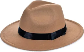 BABEYOND 1920s Fedora Hat for Men Gatsby Wide Brim Fedora Hat Felt Panama Cap with Band for Women Men
