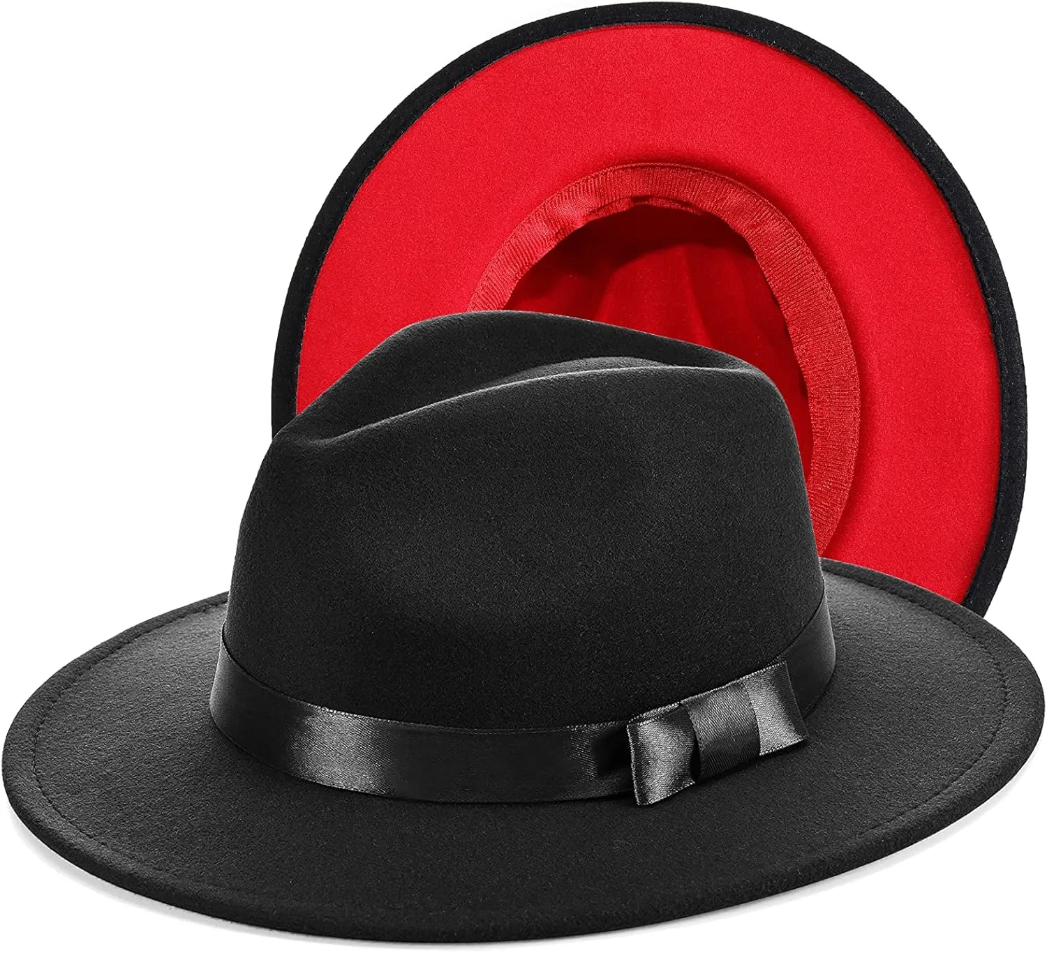 BABEYOND 1920s Fedora Hat for Men Gatsby Wide Brim Fedora Hat Felt Panama Cap with Band for Women Men