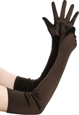 BABEYOND Long Opera Party 1920s Satin Tea Party Gloves Costume Stretchy Adult Size Elbow Length Bridal Gloves