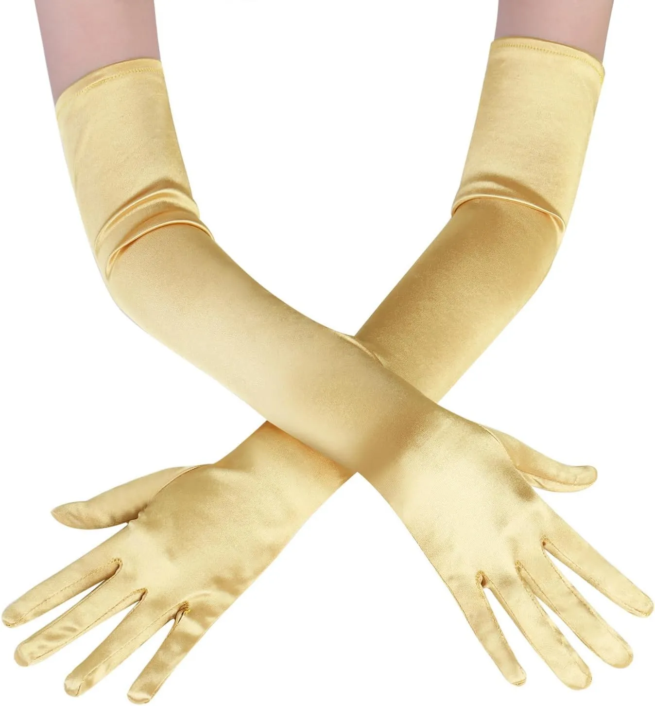 BABEYOND Long Opera Party 1920s Satin Tea Party Gloves Costume Stretchy Adult Size Elbow Length Bridal Gloves