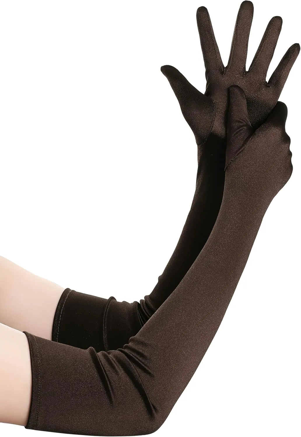 BABEYOND Long Opera Party 1920s Satin Tea Party Gloves Costume Stretchy Adult Size Elbow Length Bridal Gloves