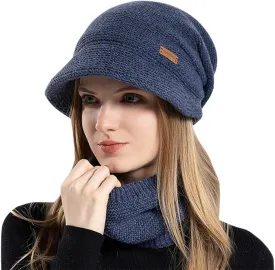 Beanie for Men Women Winter Cable Sherpa Fleece Lined Ribbed Beanie Outdoor Fleece Beanie Plain Knit Beanies