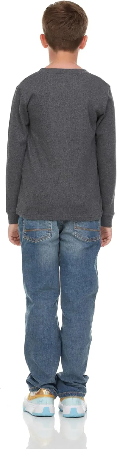 Boys' 2-Pack Long Sleeve Thermal Shirts  Warm & Breathable Tops for School and Play, Sizes 4-18