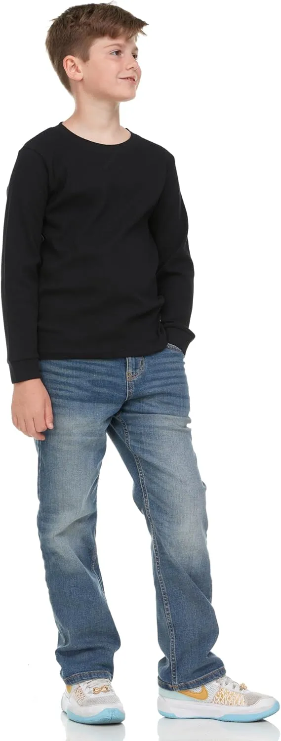 Boys' 2-Pack Long Sleeve Thermal Shirts  Warm & Breathable Tops for School and Play, Sizes 4-18