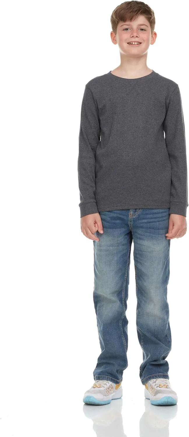 Boys' 2-Pack Long Sleeve Thermal Shirts  Warm & Breathable Tops for School and Play, Sizes 4-18