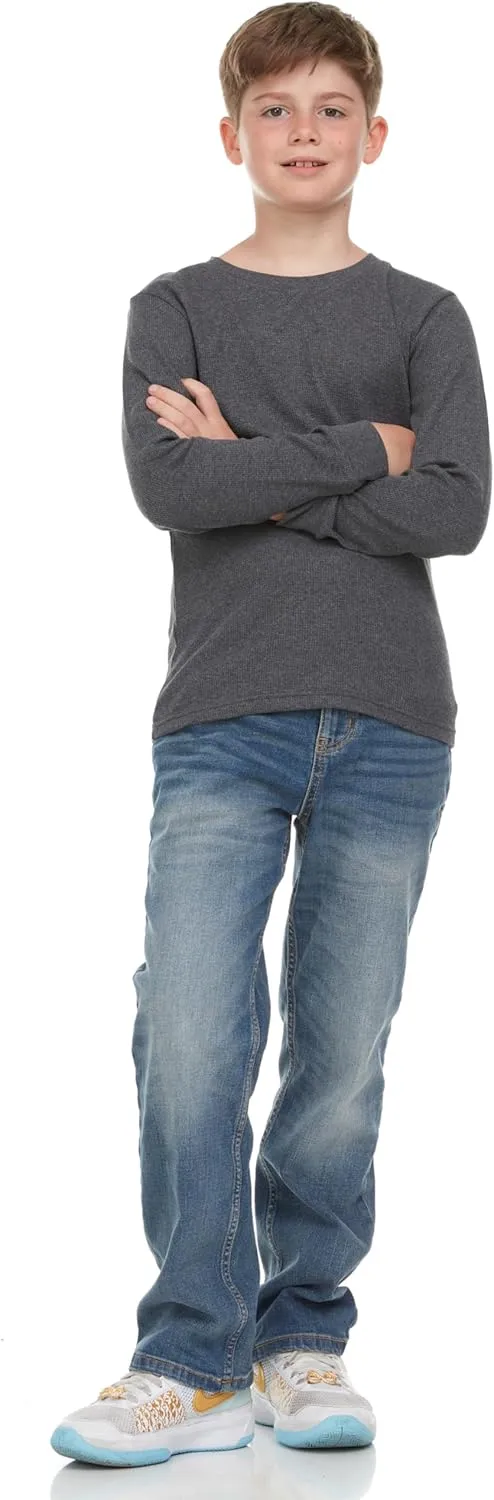 Boys' 2-Pack Long Sleeve Thermal Shirts  Warm & Breathable Tops for School and Play, Sizes 4-18