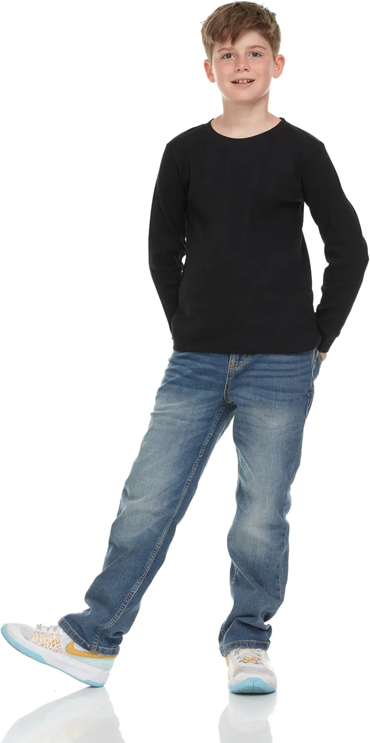 Boys' 2-Pack Long Sleeve Thermal Shirts  Warm & Breathable Tops for School and Play, Sizes 4-18