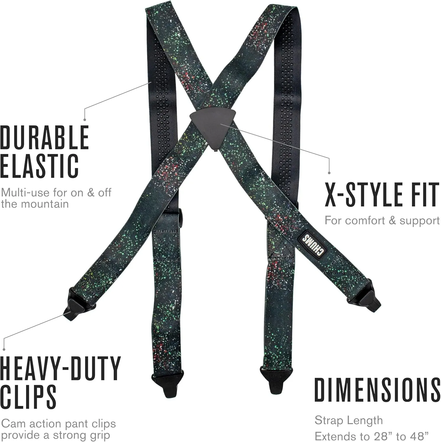 Chums Ski Suspenders for Men & Women - Heavy Duty Adjustable Mens Suspenders