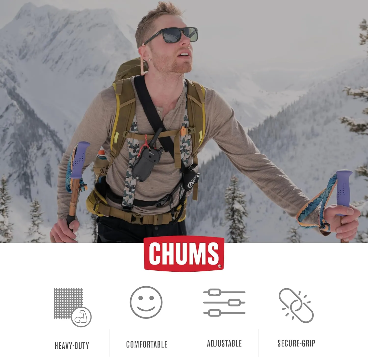 Chums Ski Suspenders for Men & Women - Heavy Duty Adjustable Mens Suspenders