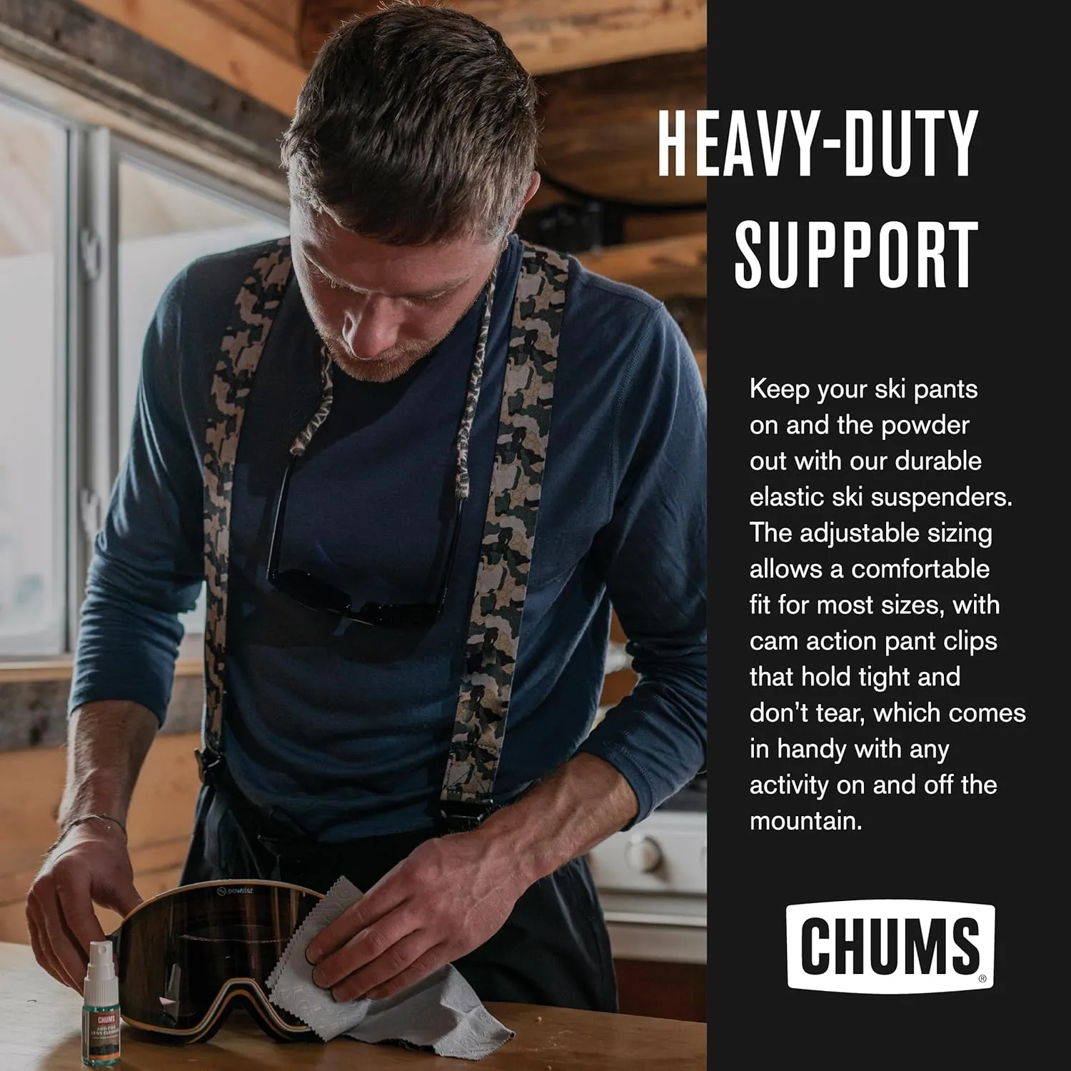 Chums Ski Suspenders for Men & Women - Heavy Duty Adjustable Mens Suspenders