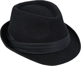 Classic Manhattan Fedora Hat Felt Trilby Short Brim Bowler Hat for Mens Womens 23"
