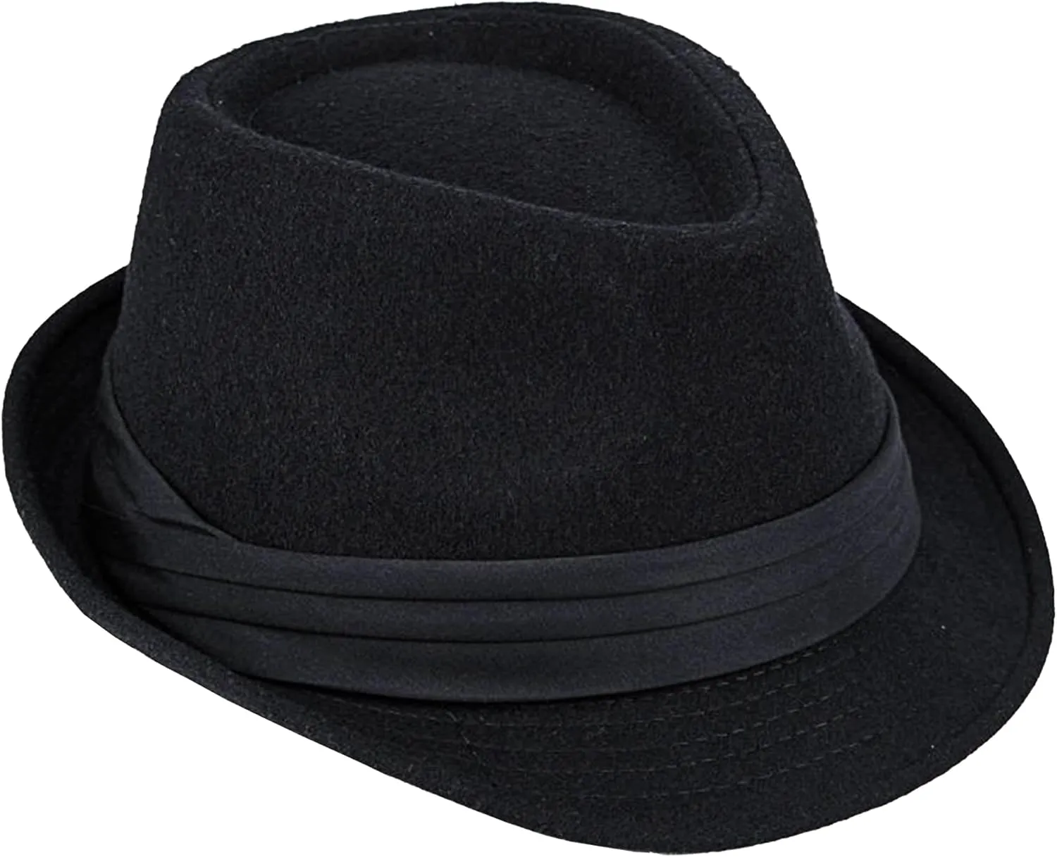Classic Manhattan Fedora Hat Felt Trilby Short Brim Bowler Hat for Mens Womens 23"