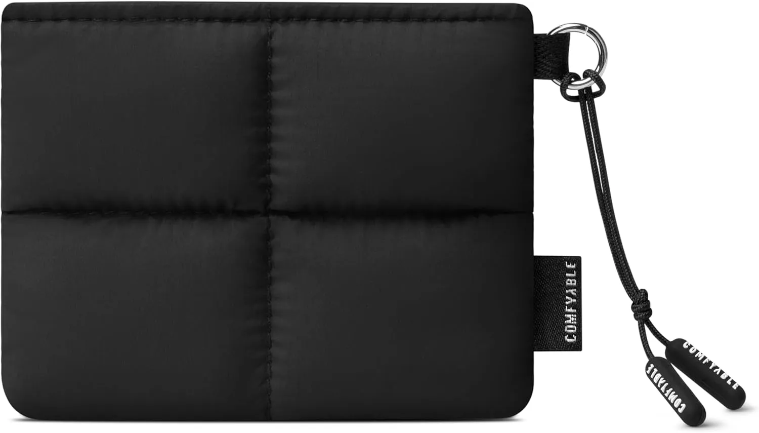 Comfyable Cute Puffy Coin Purse Pouch Change Holder For Women, Small Organizer with ID Window, Magnetic Closure, Water-repellent, Storage for Coin, Airpods, Lipstick, Card, Black