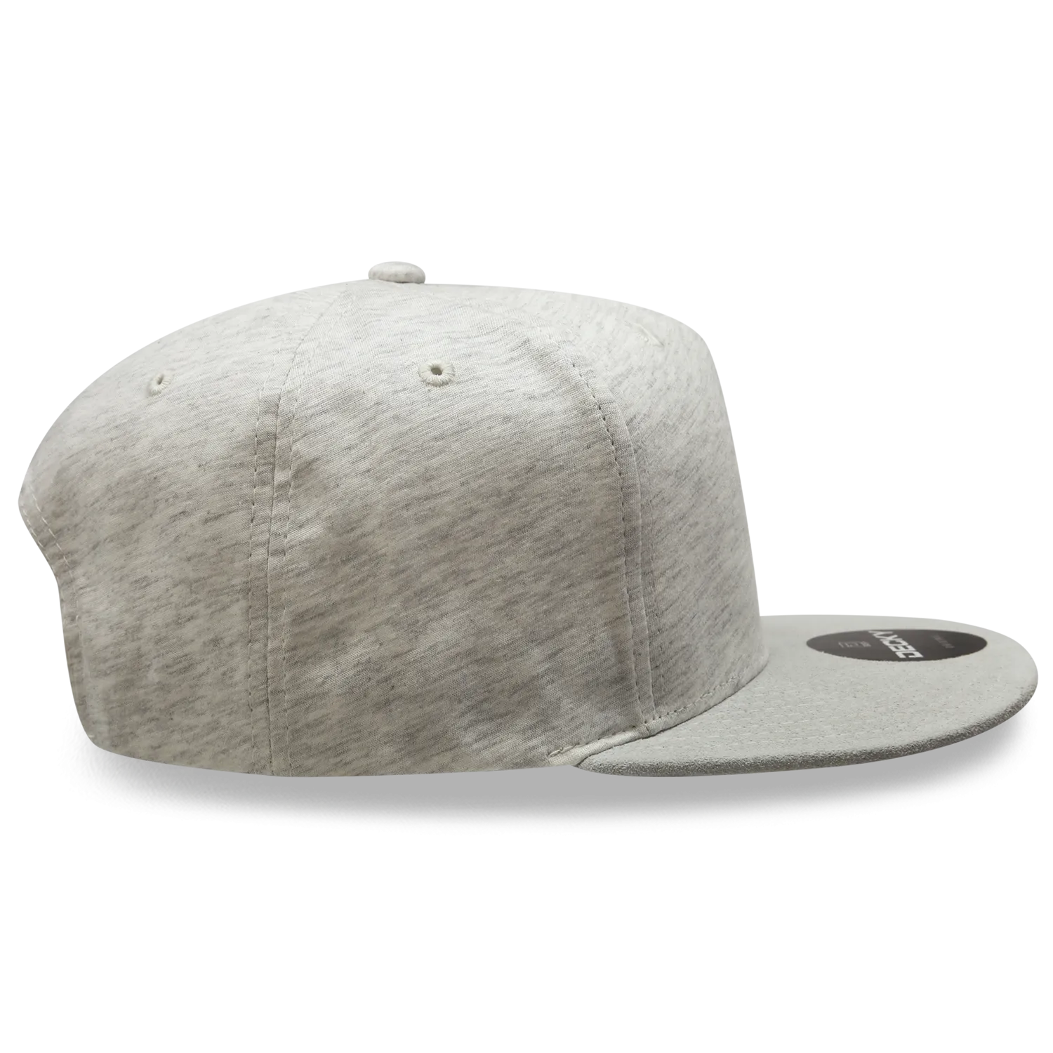 Decky 1132 5 Panel Heather Jersey Knit Cap Snapback Hat Flat Bill