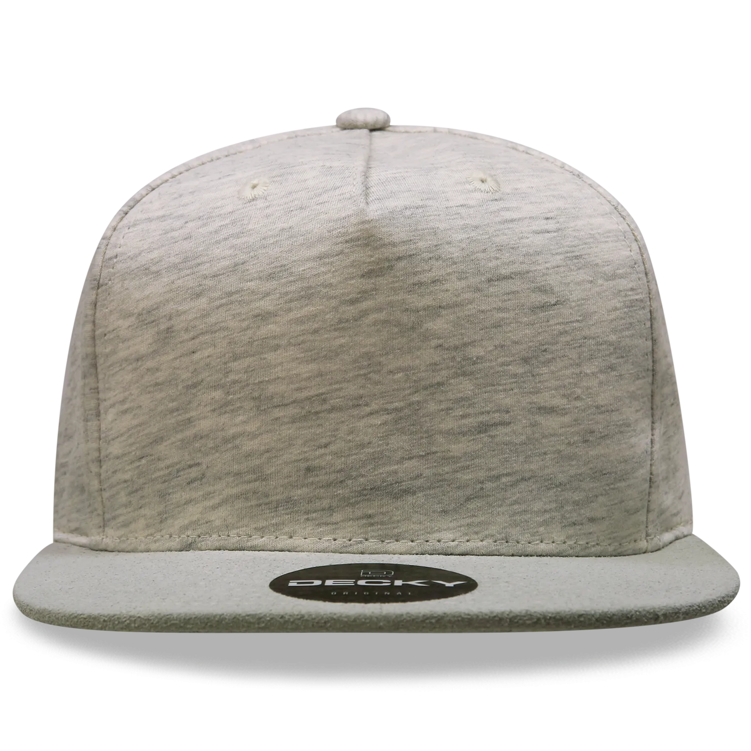 Decky 1132 5 Panel Heather Jersey Knit Cap Snapback Hat Flat Bill