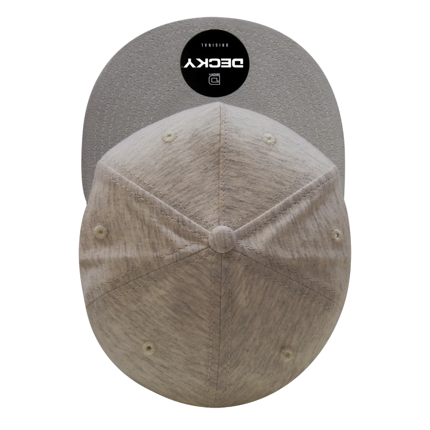 Decky 1132 5 Panel Heather Jersey Knit Cap Snapback Hat Flat Bill