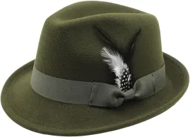 Fedora Hat for Men, Classic Short Brim Adjustable Panama Hat with Feather Winter Felt Jazz Cap