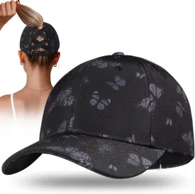 Flafens High Ponytail Hats for Women Baseball Caps - Cute Summer Adjustable Criss Cross Sports Running Pony Tail Hat Ladies