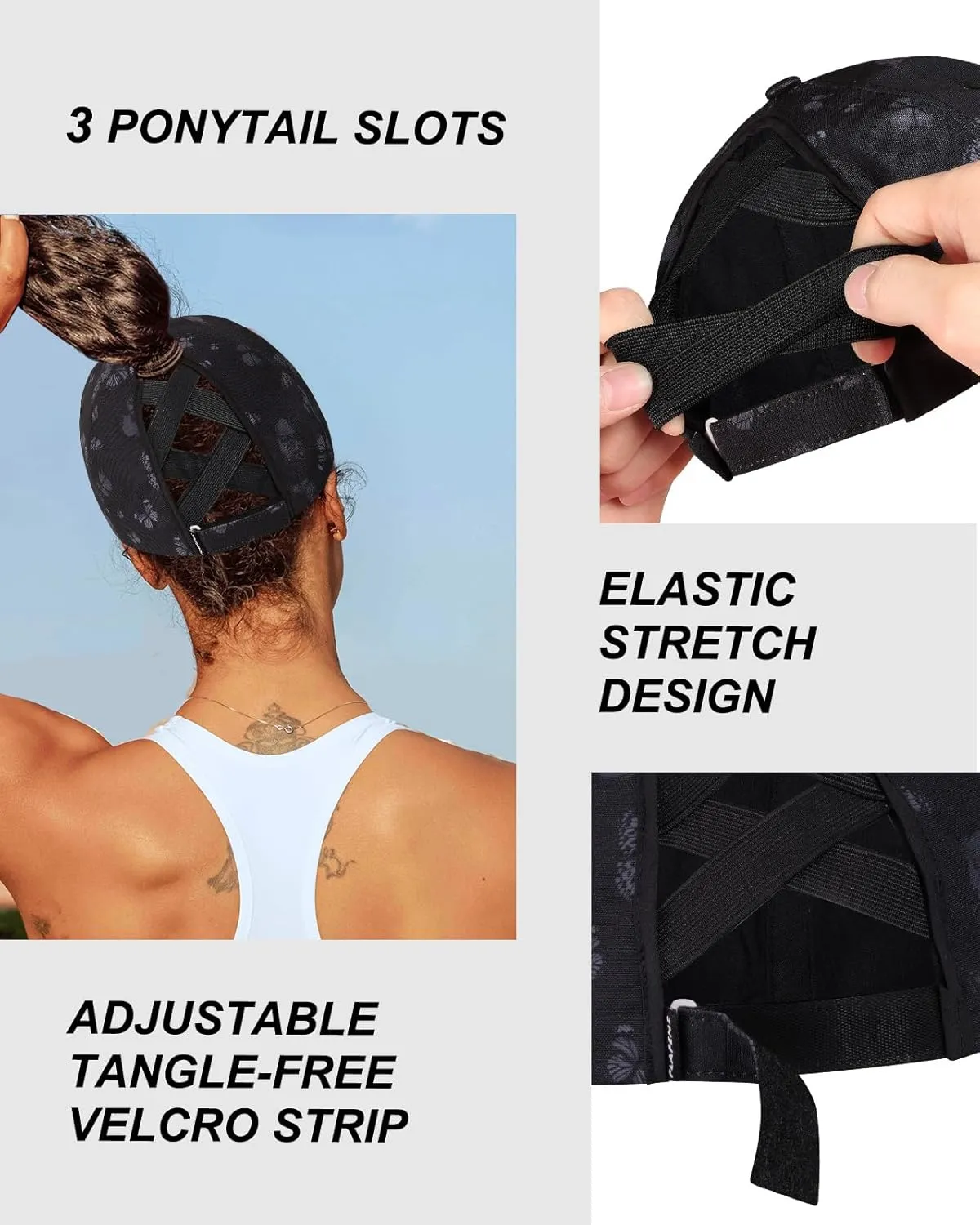 Flafens High Ponytail Hats for Women Baseball Caps - Cute Summer Adjustable Criss Cross Sports Running Pony Tail Hat Ladies