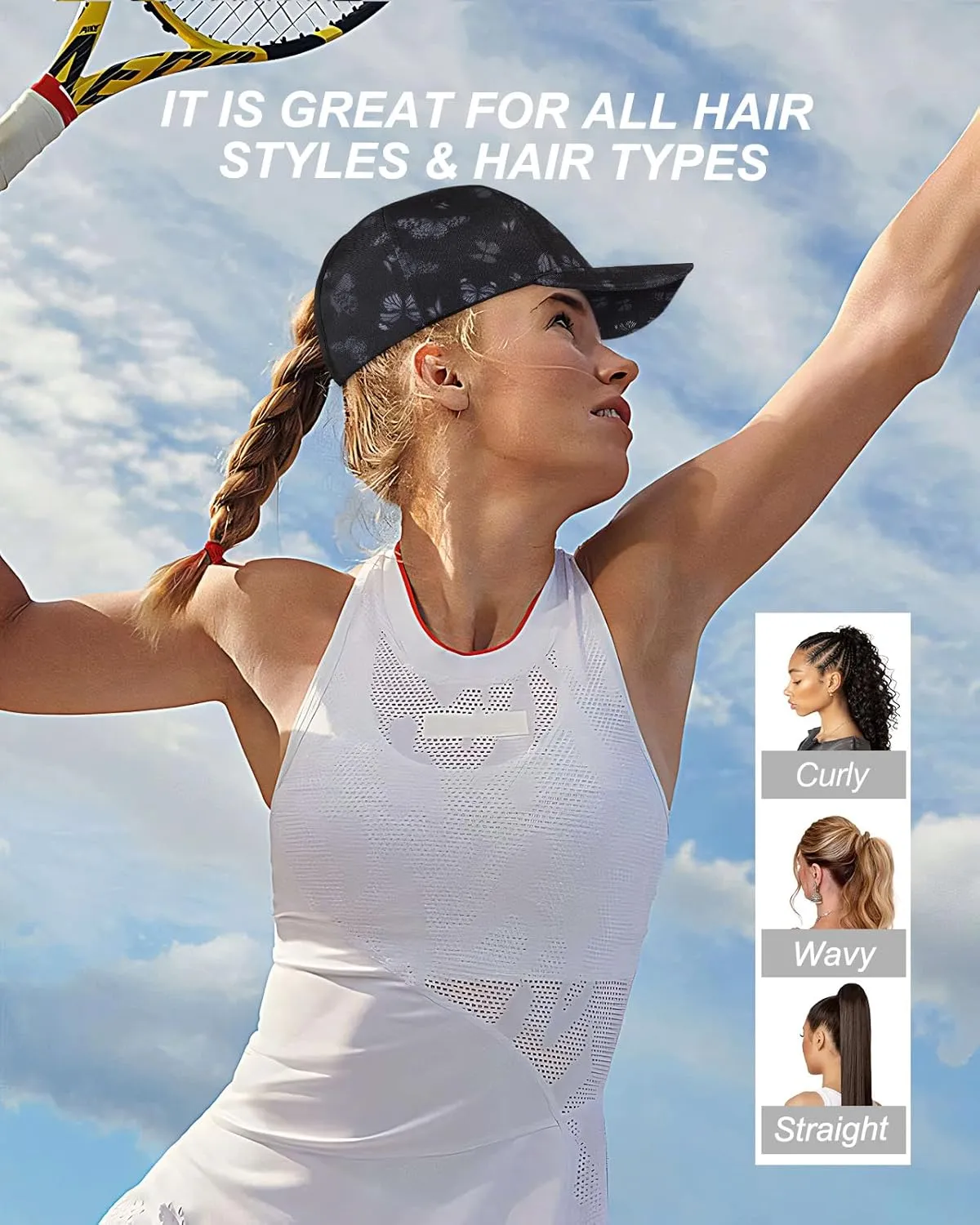 Flafens High Ponytail Hats for Women Baseball Caps - Cute Summer Adjustable Criss Cross Sports Running Pony Tail Hat Ladies