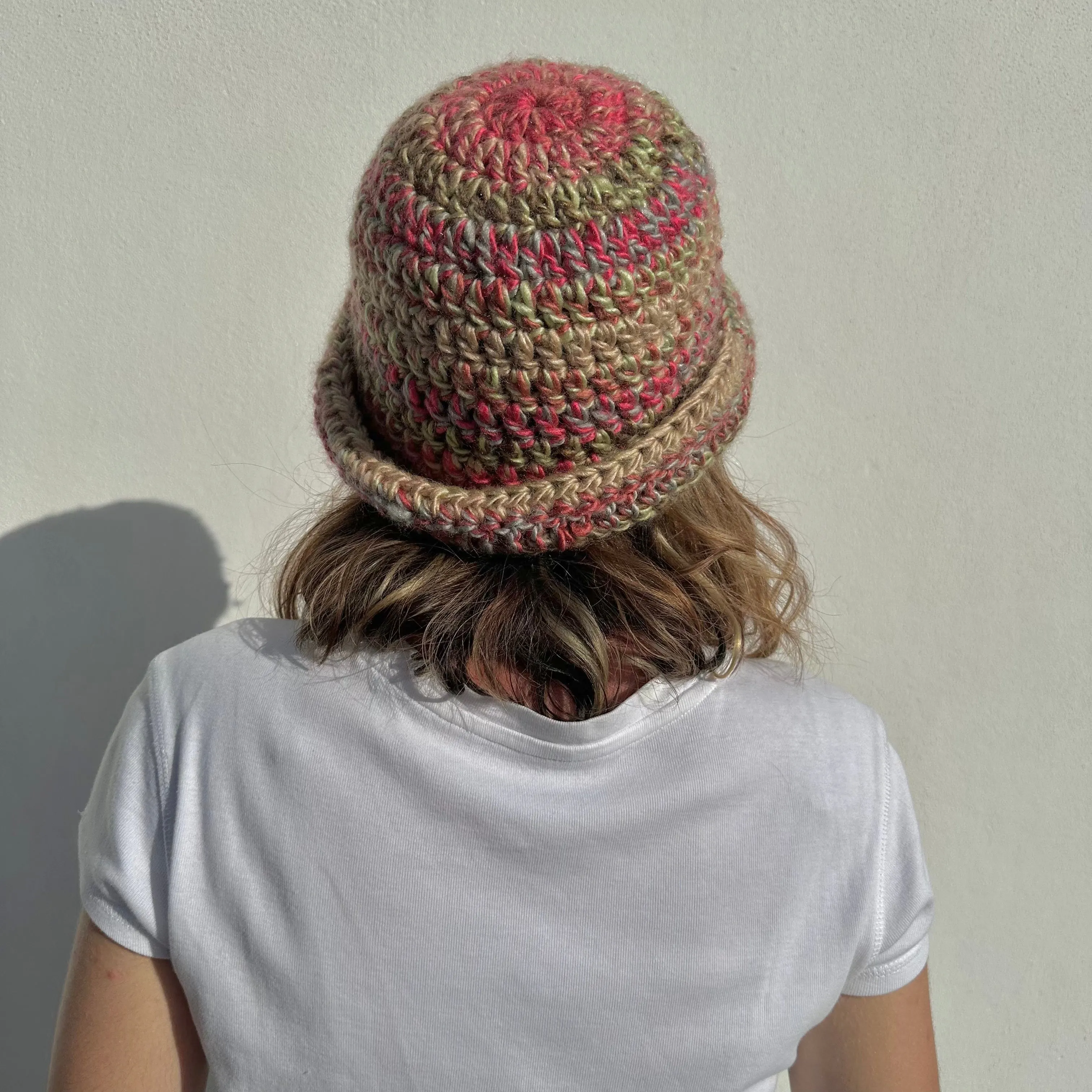 Handmade Fireburst chunky crochet bowler hat