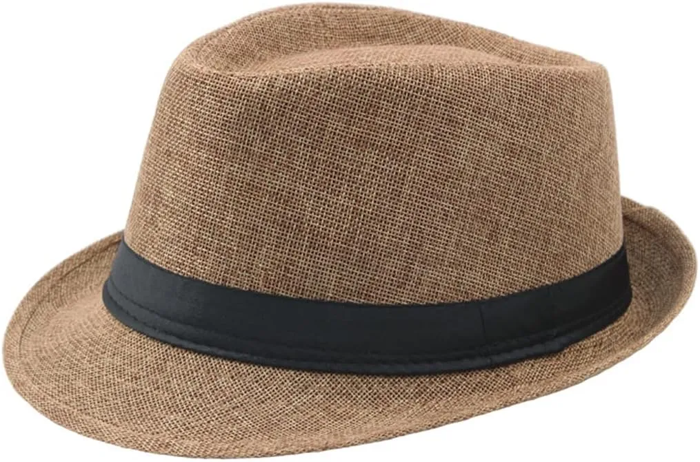 Jazz Fedora Hat Panama Hat Men Vintage Top Hat Men's Fashion Jazz Cap, Fits Head Circumference 56-58cm/22-22.83"