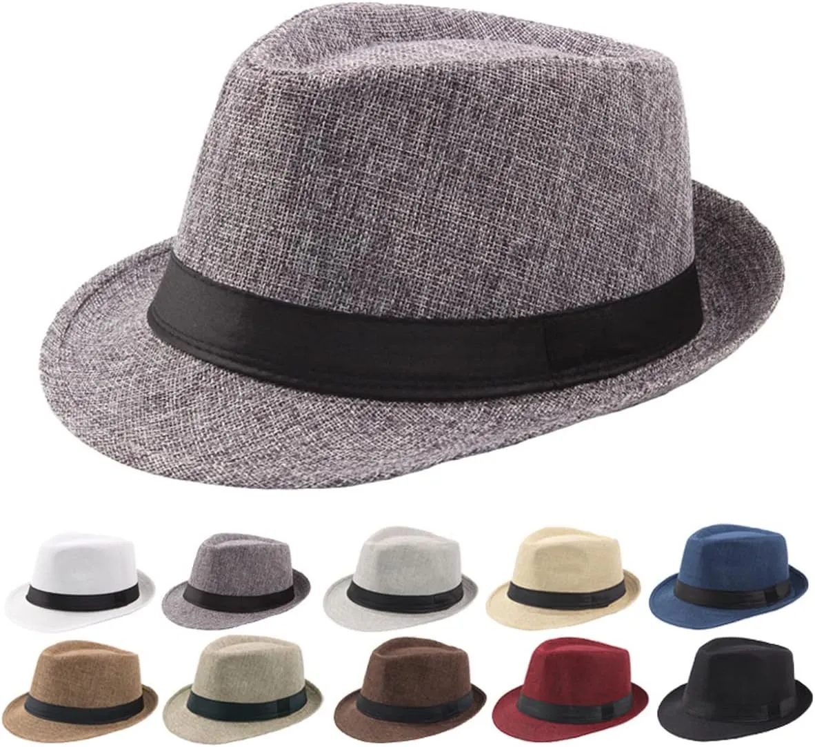 Jazz Fedora Hat Panama Hat Men Vintage Top Hat Men's Fashion Jazz Cap, Fits Head Circumference 56-58cm/22-22.83"