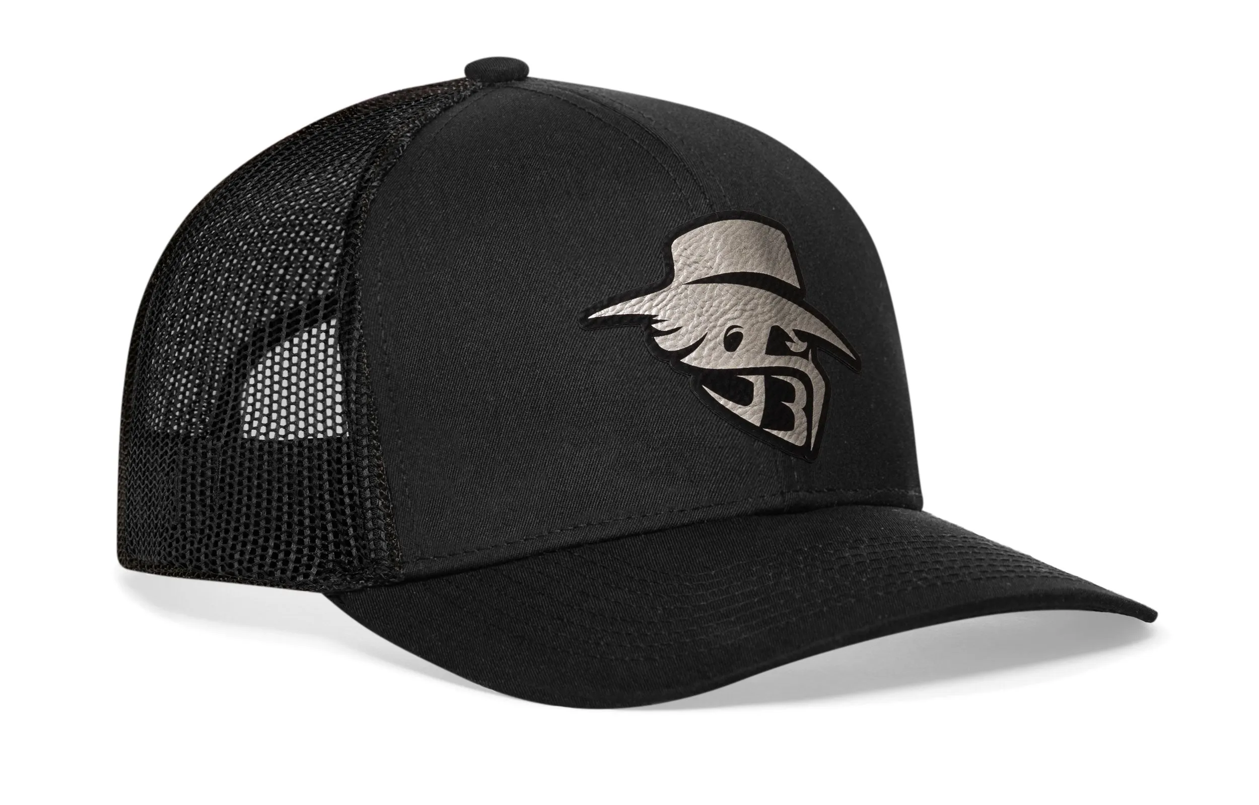 JBR Silver Logo  |  Black Metallic Leather Snapback