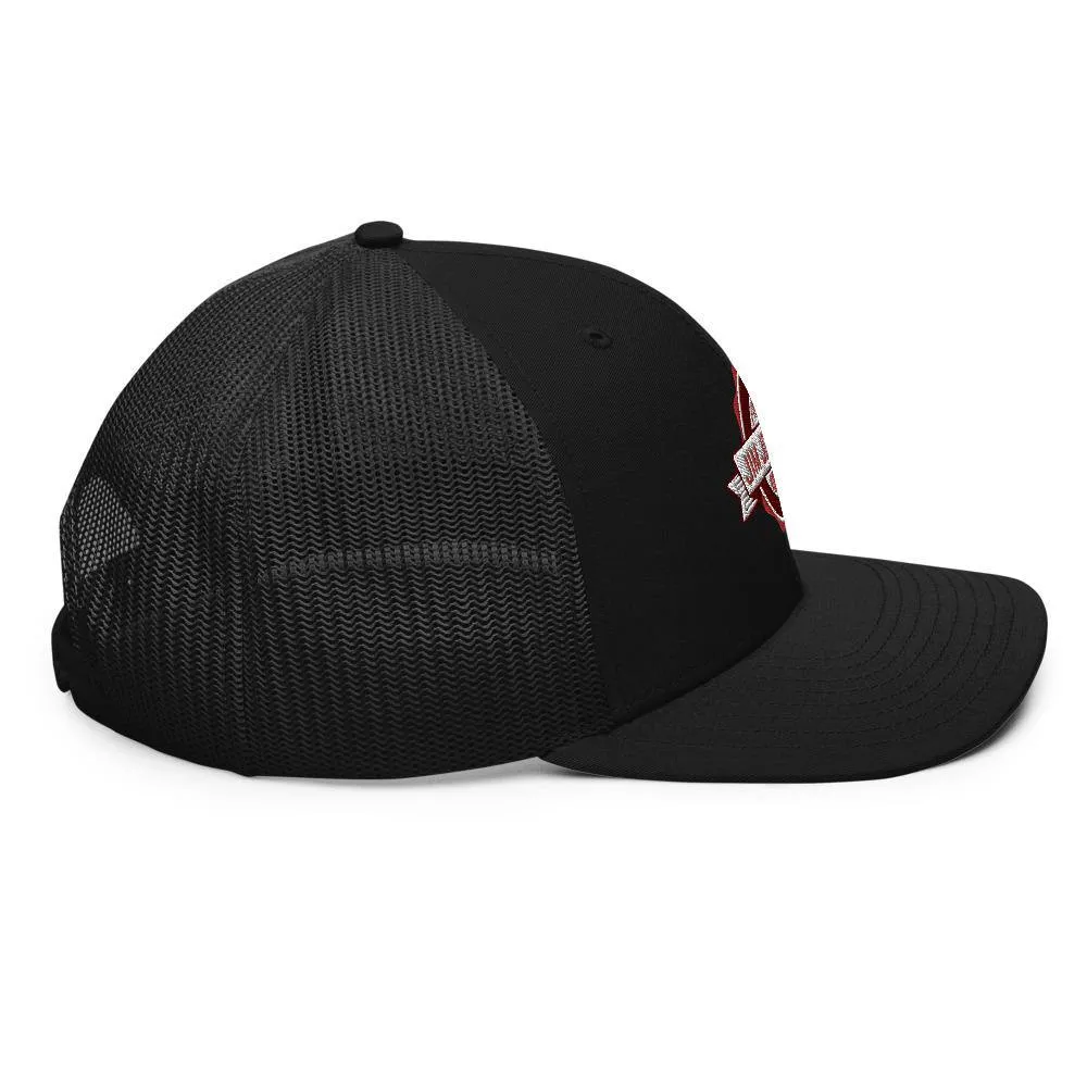 Jim Johnson Embroidered Mesh Trucker Hat- Black