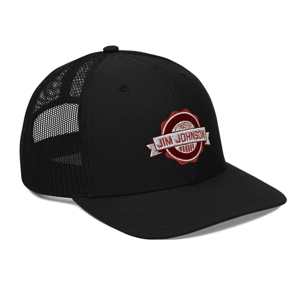 Jim Johnson Embroidered Mesh Trucker Hat- Black