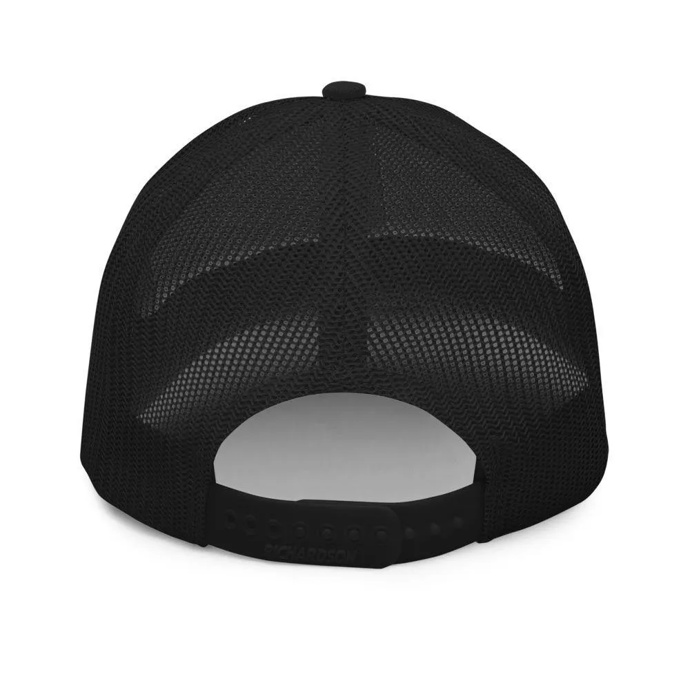 Jim Johnson Embroidered Mesh Trucker Hat- Black