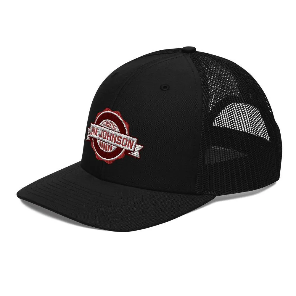 Jim Johnson Embroidered Mesh Trucker Hat- Black