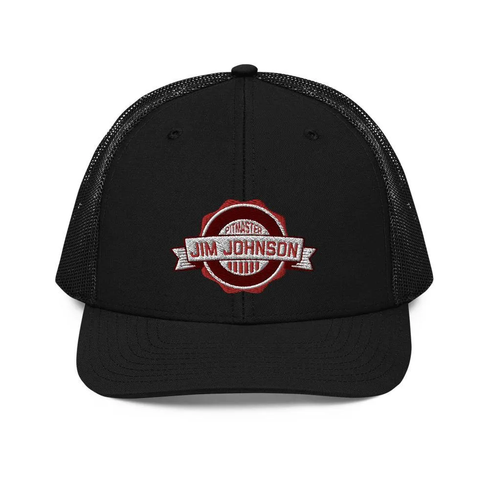 Jim Johnson Embroidered Mesh Trucker Hat- Black
