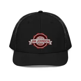 Jim Johnson Embroidered Mesh Trucker Hat- Black