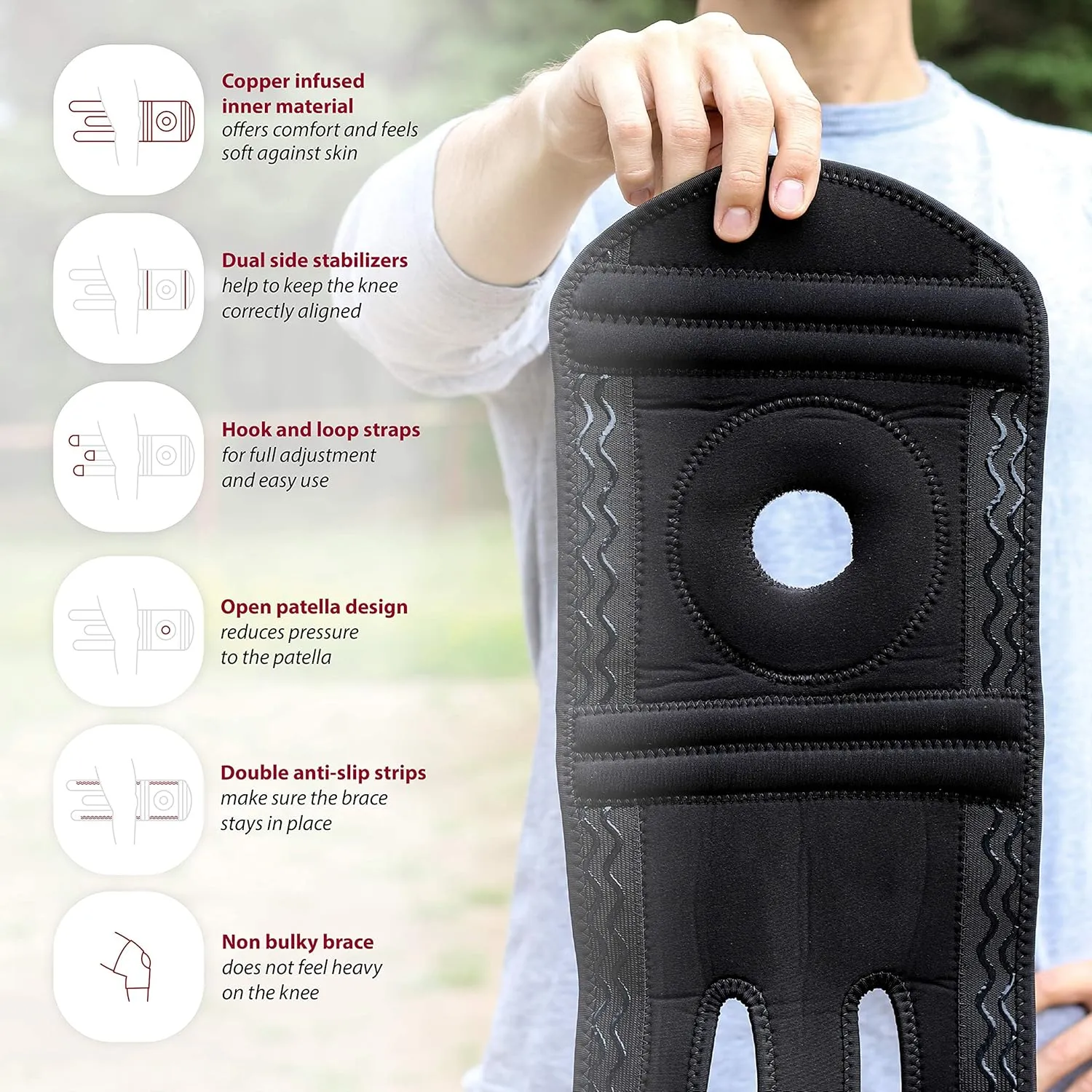 KARM Plus Size Knee Brace for Women & Men Plus Size - Adjustable Copper Knee Support Brace for Meniscus Tear, Arthritis Pain, Compression with Side Stabilizers - Obese People (4XL/5XL/6XL)