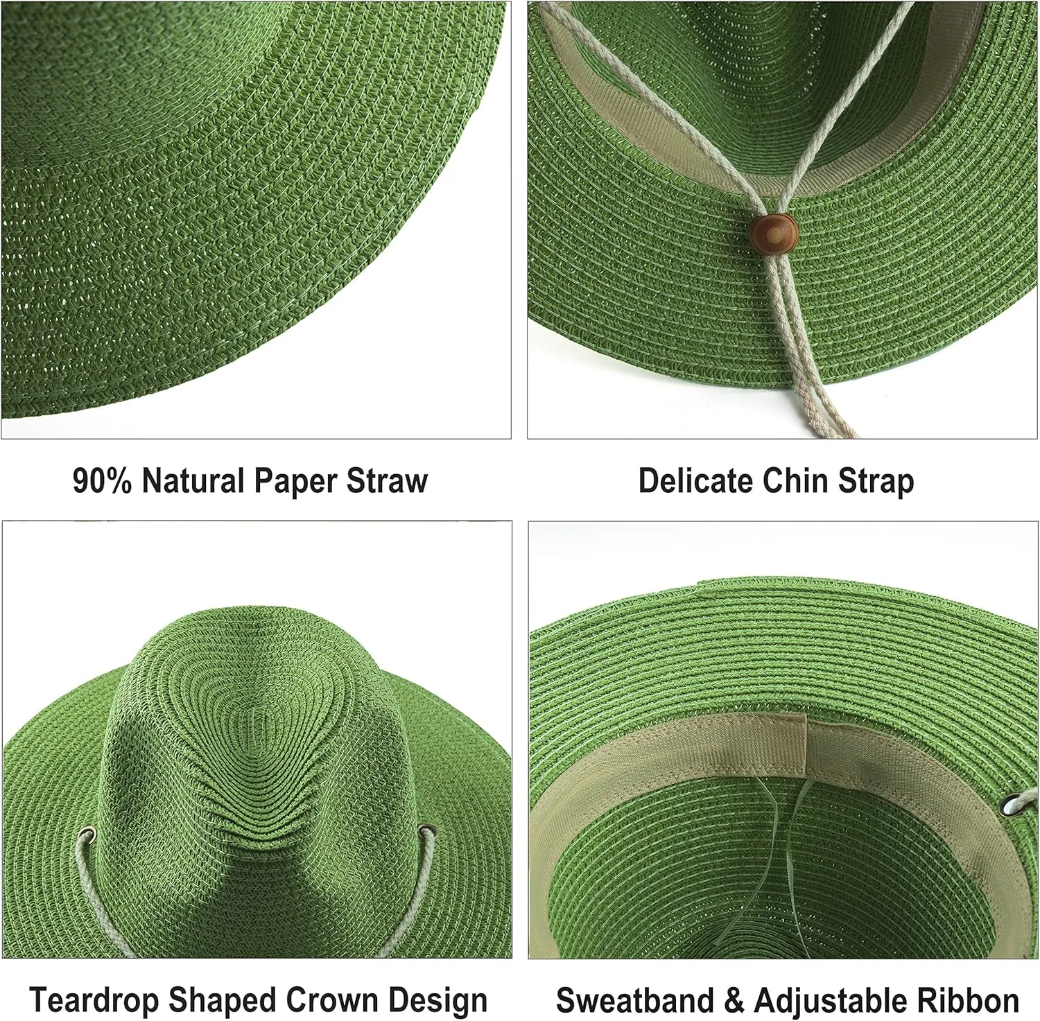 Koreshion Women Straw Fedora Hat Summer Panama Beach Sun Hats UV UPF50  Cap