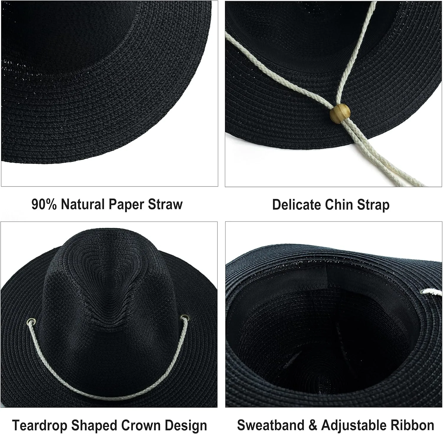 Koreshion Women Straw Fedora Hat Summer Panama Beach Sun Hats UV UPF50  Cap