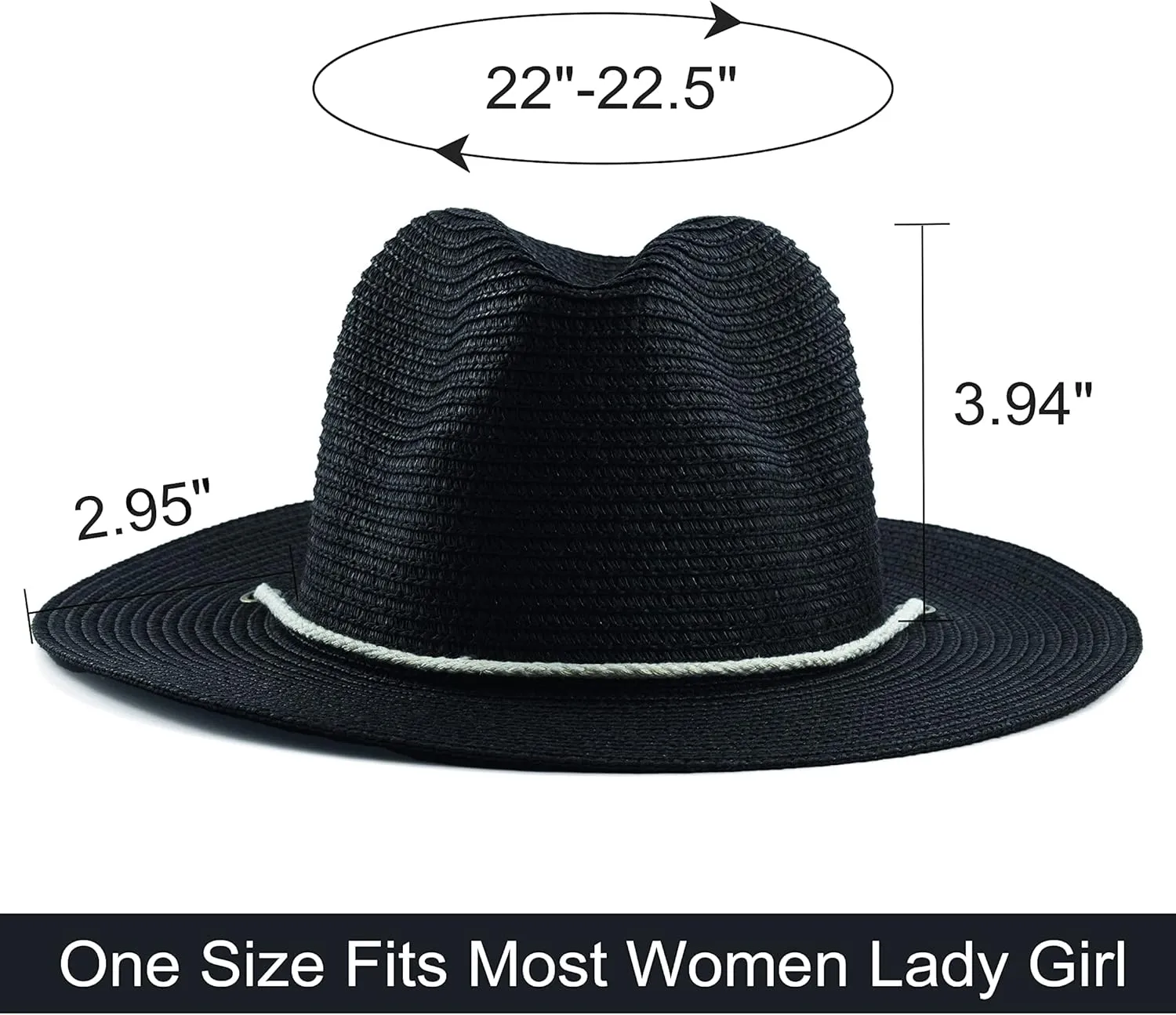 Koreshion Women Straw Fedora Hat Summer Panama Beach Sun Hats UV UPF50  Cap