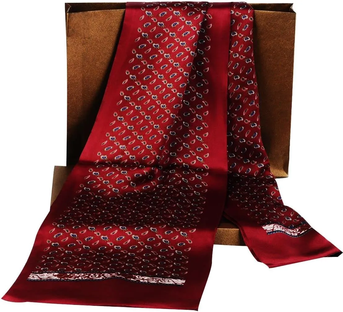 Lonxu Fashion Mens 100% Silk Long Scarf/Cravat Scarives Double Layer