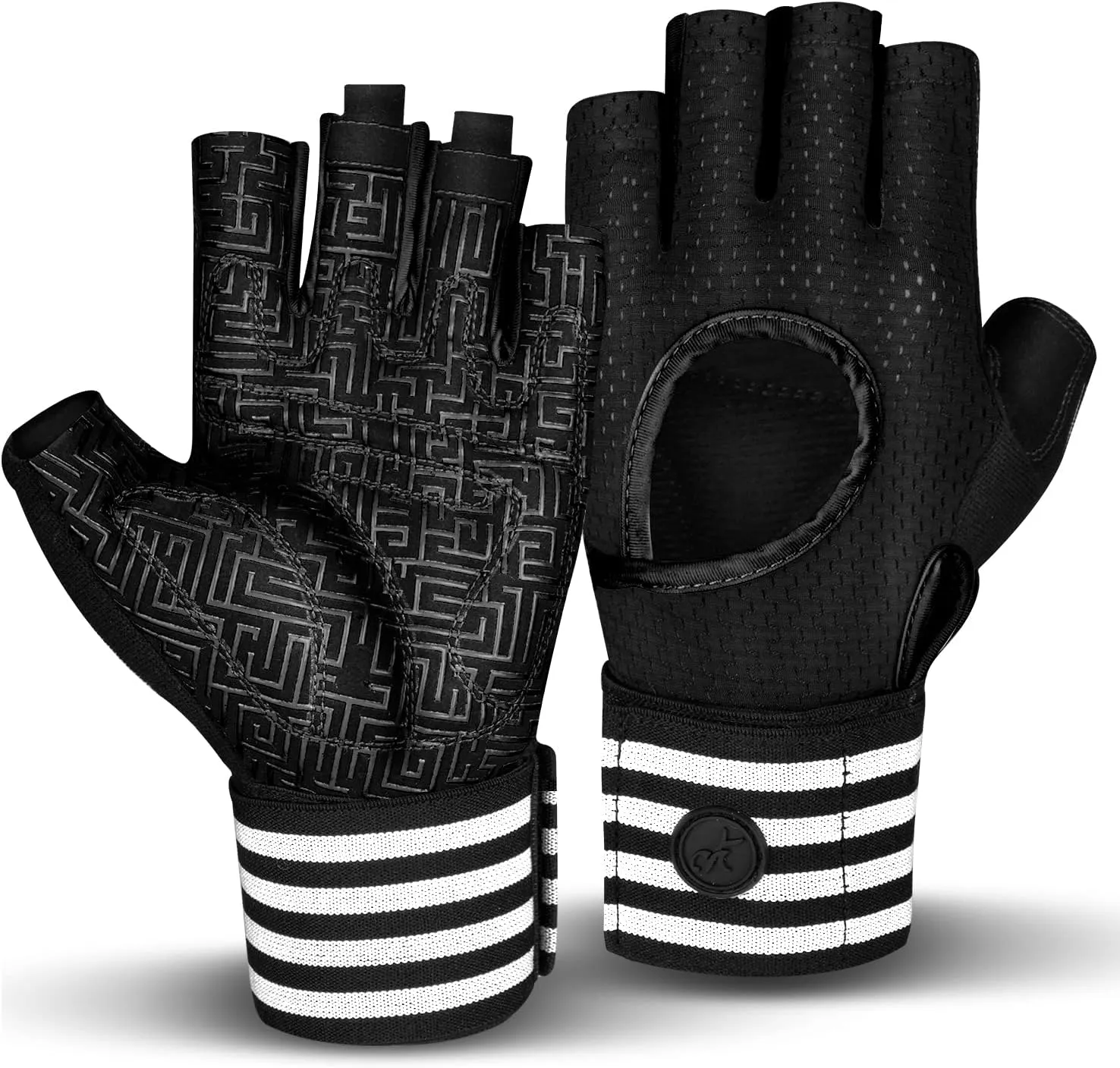 MOREOK Weight Lifting Gloves Gym Workout Gloves with Wrist Wrap Support for Men/Women-[Curved Open Back] Fitness Gloves for Weightlifting,Exercise,Training,Pull ups,Fitness,Rowing