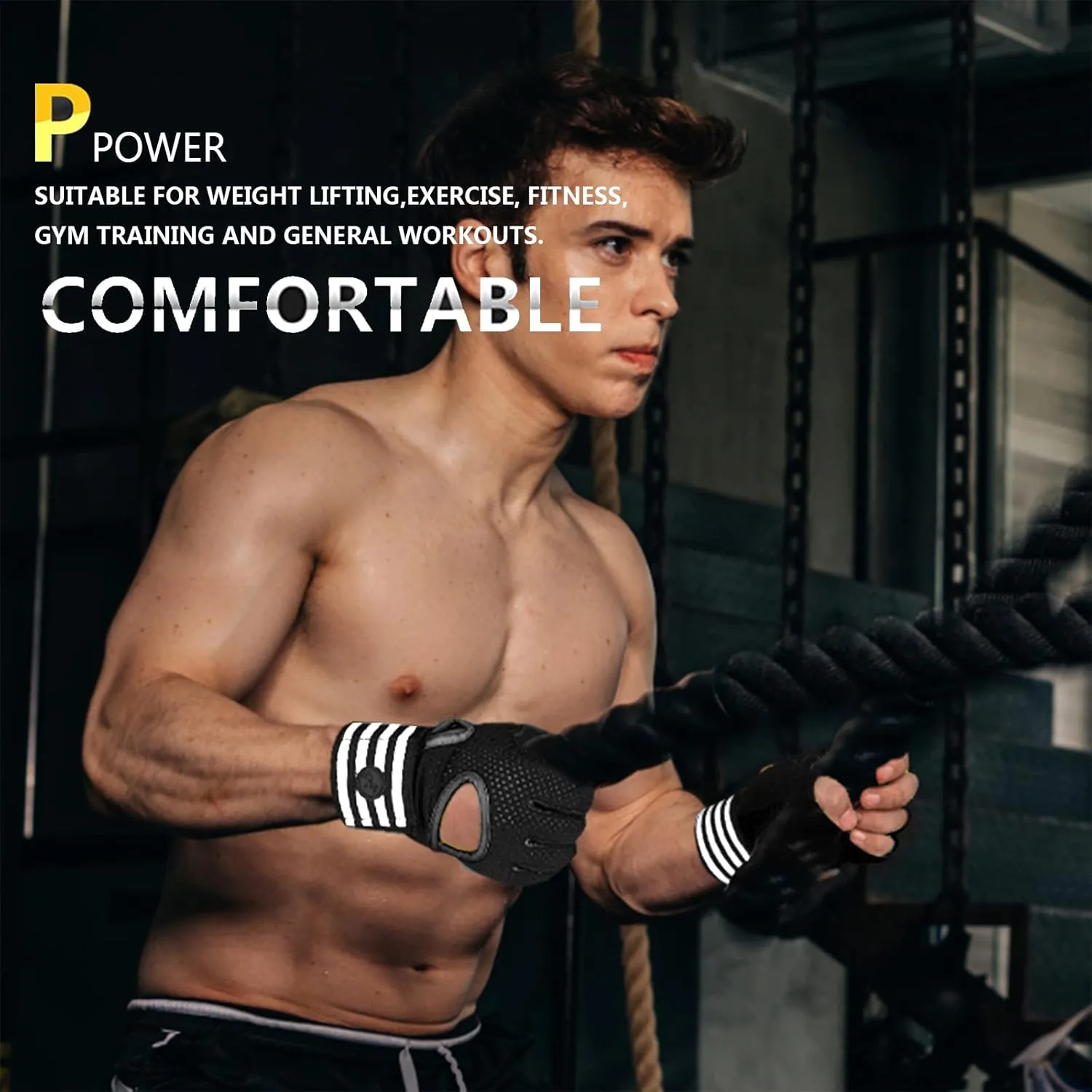 MOREOK Weight Lifting Gloves Gym Workout Gloves with Wrist Wrap Support for Men/Women-[Curved Open Back] Fitness Gloves for Weightlifting,Exercise,Training,Pull ups,Fitness,Rowing