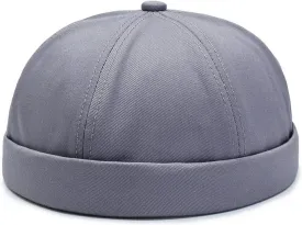 No Brim Skullcap Sailor Cap Adjustable Rolled Cuff Docker Beanie Hat Brimless Caps for Men