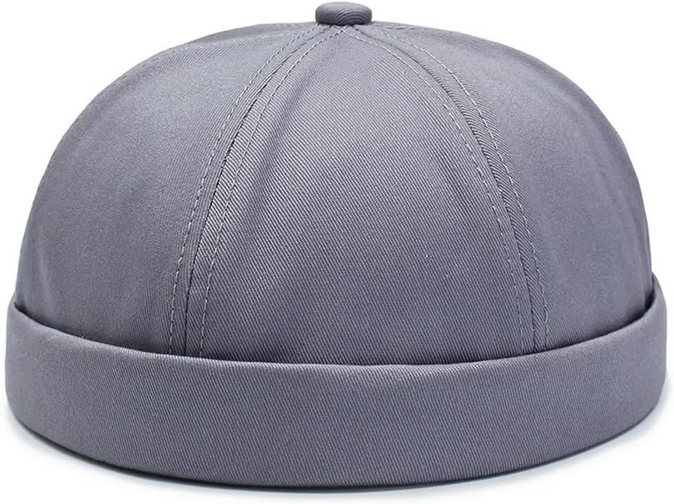 No Brim Skullcap Sailor Cap Adjustable Rolled Cuff Docker Beanie Hat Brimless Caps for Men